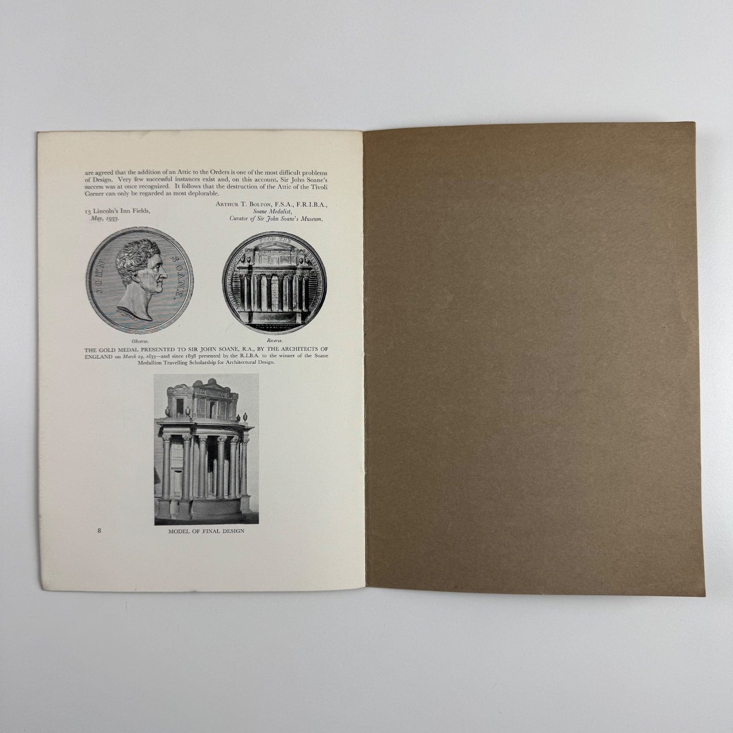 A short account of the evolution of the design of the Tivoli Corner of the Bank of England, designed by Sir John Soane, RA 1804-5.  Trustees of Sir John Soane’s Museum.