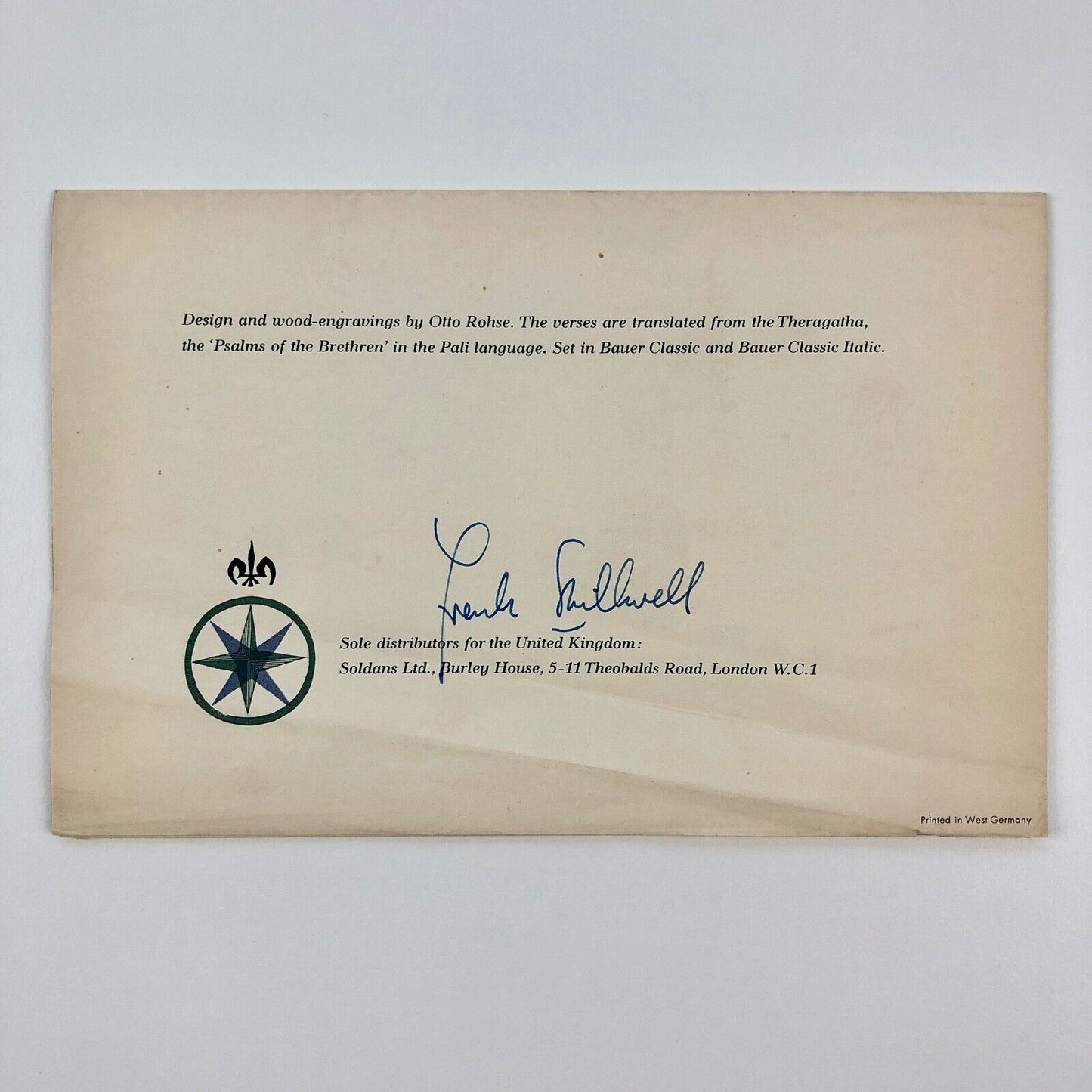 Bauer Type Foundry | Seasons Greetings insert for Soldans Ltd | design and wood-engravings by Otto Rohse