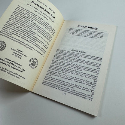 Private Press Books and Fine Printing. Bertram Rota cat. no. 224. Winter 1980