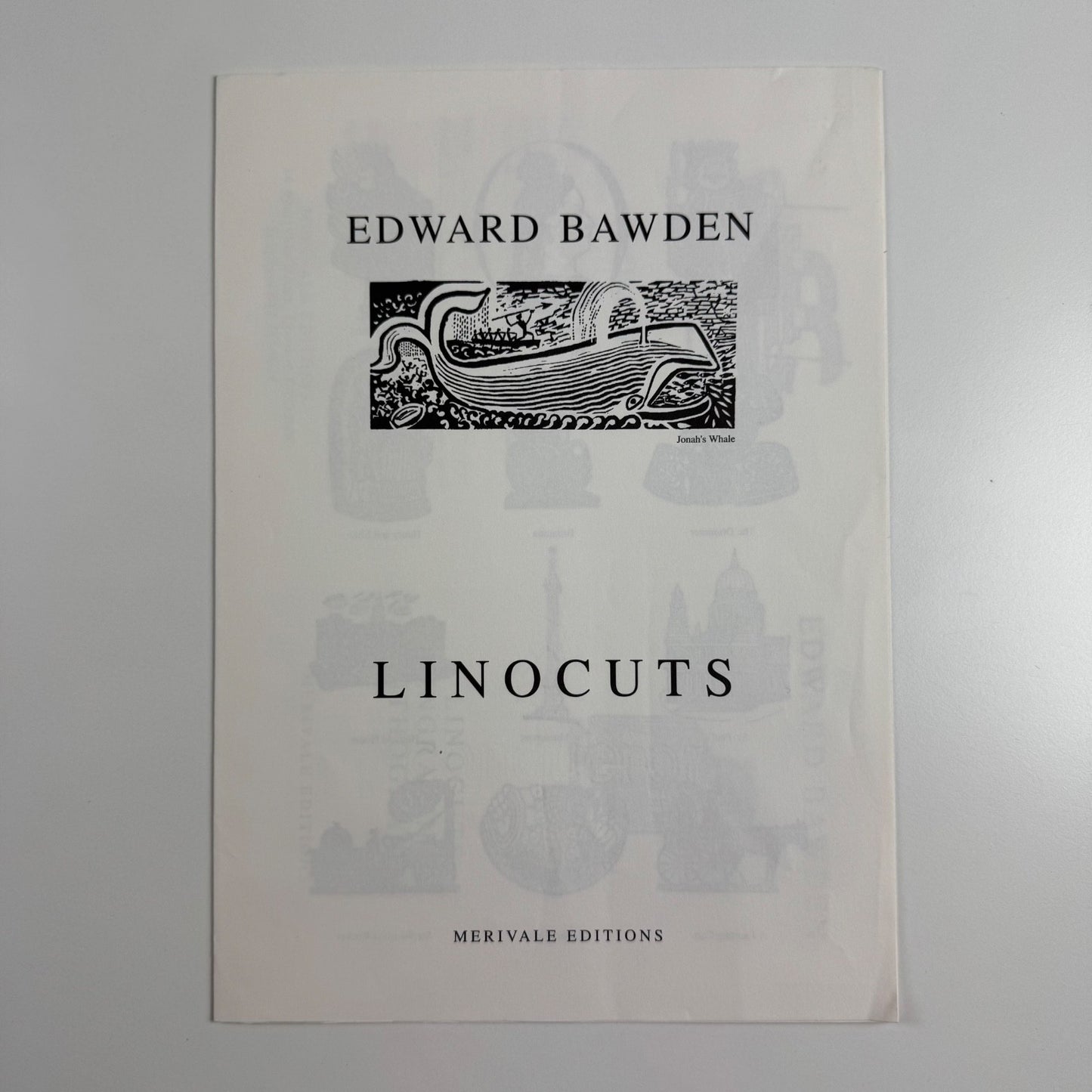 Leaflet and order form for Edward Bawden Linocuts. Merivale Editions, c.1988