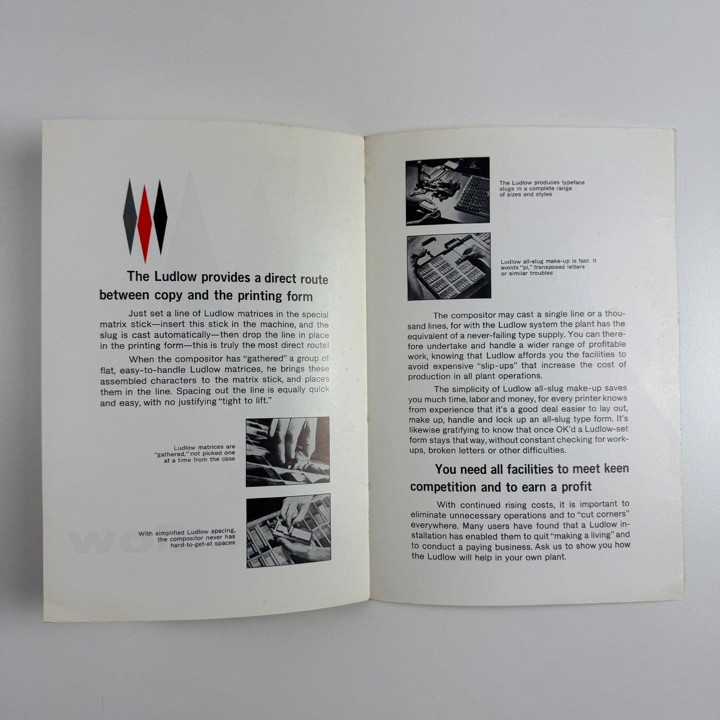 Two leaflets for Ludlow Typograph Company, Chicago Ludlow machinery