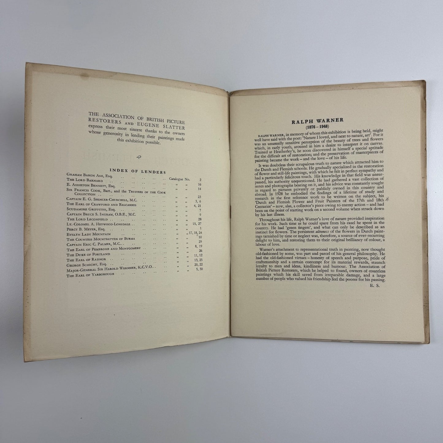 Masterpieces of Dutch and Flemish Paintings. Loan exhibition in memory of Ralph Warner | Eugene Slatter 1949