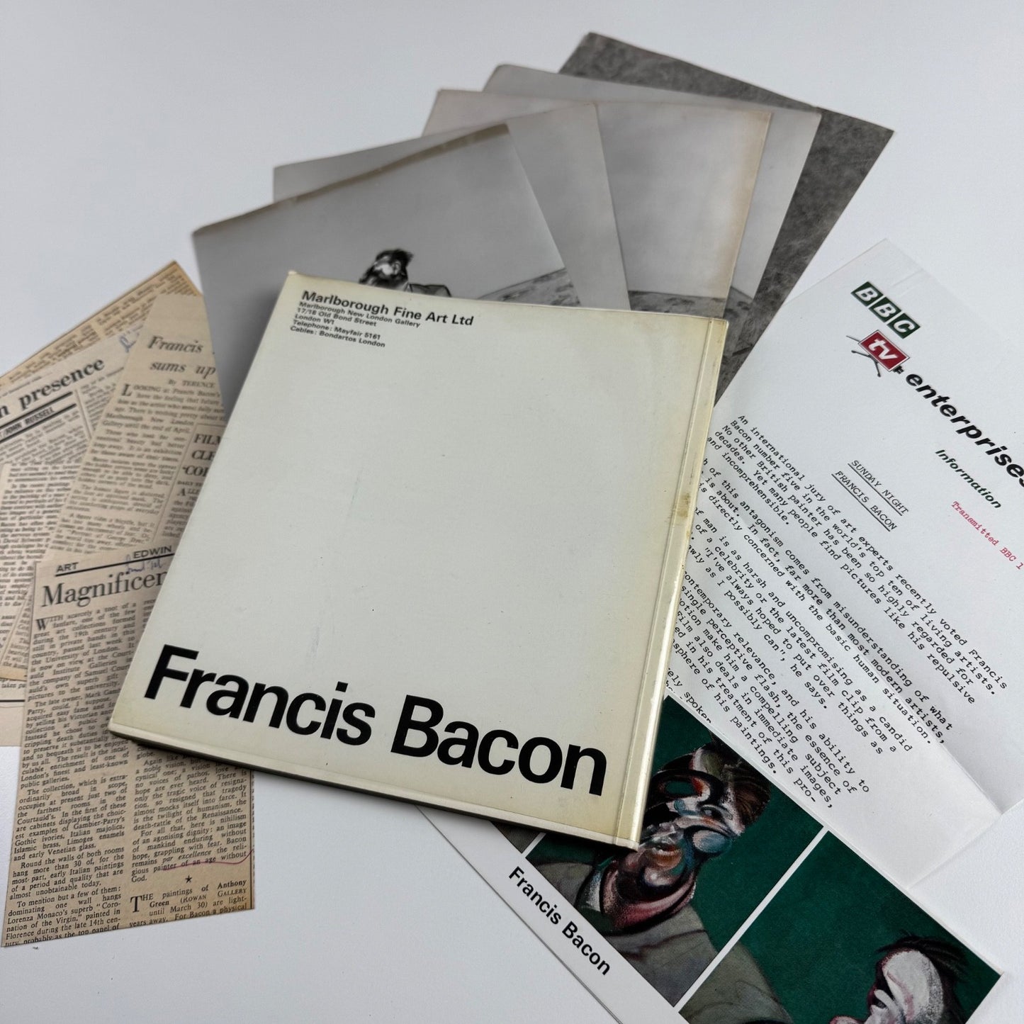 Francis Bacon | Marlborough Fine Art 1967 + private view and other ephemera including photographs and BBC info sheet