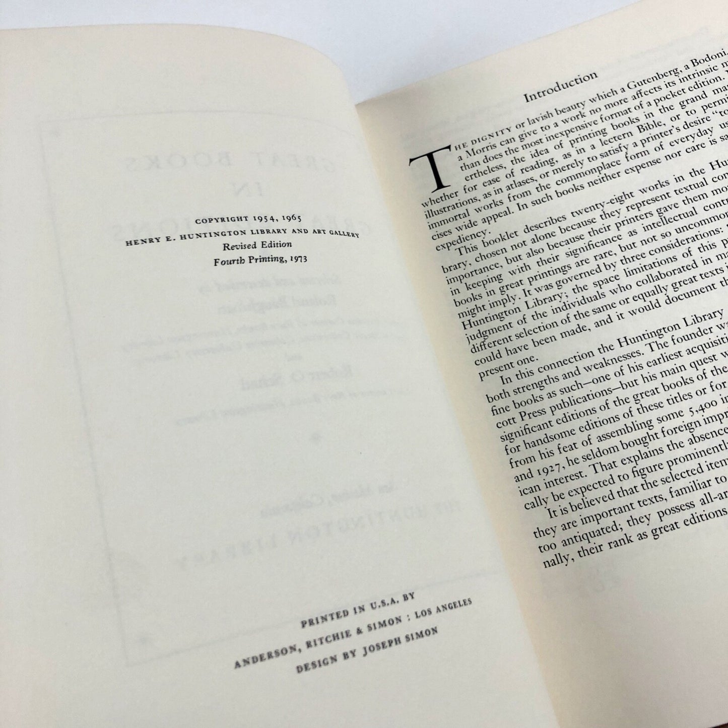 Great Books in Great Editions | Roland Baughman – The Huntington Library, fourth printing 1973