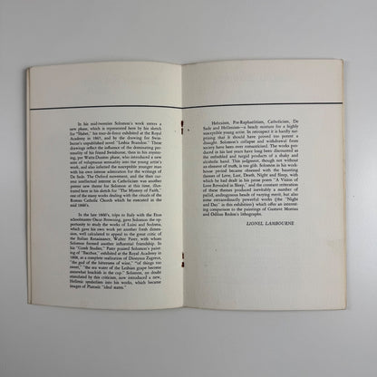 Paintings and drawings by Simeon Solomon | Durlacher Bros Madison Avenue, New York 1966 introduction by Lionel Lambourne
