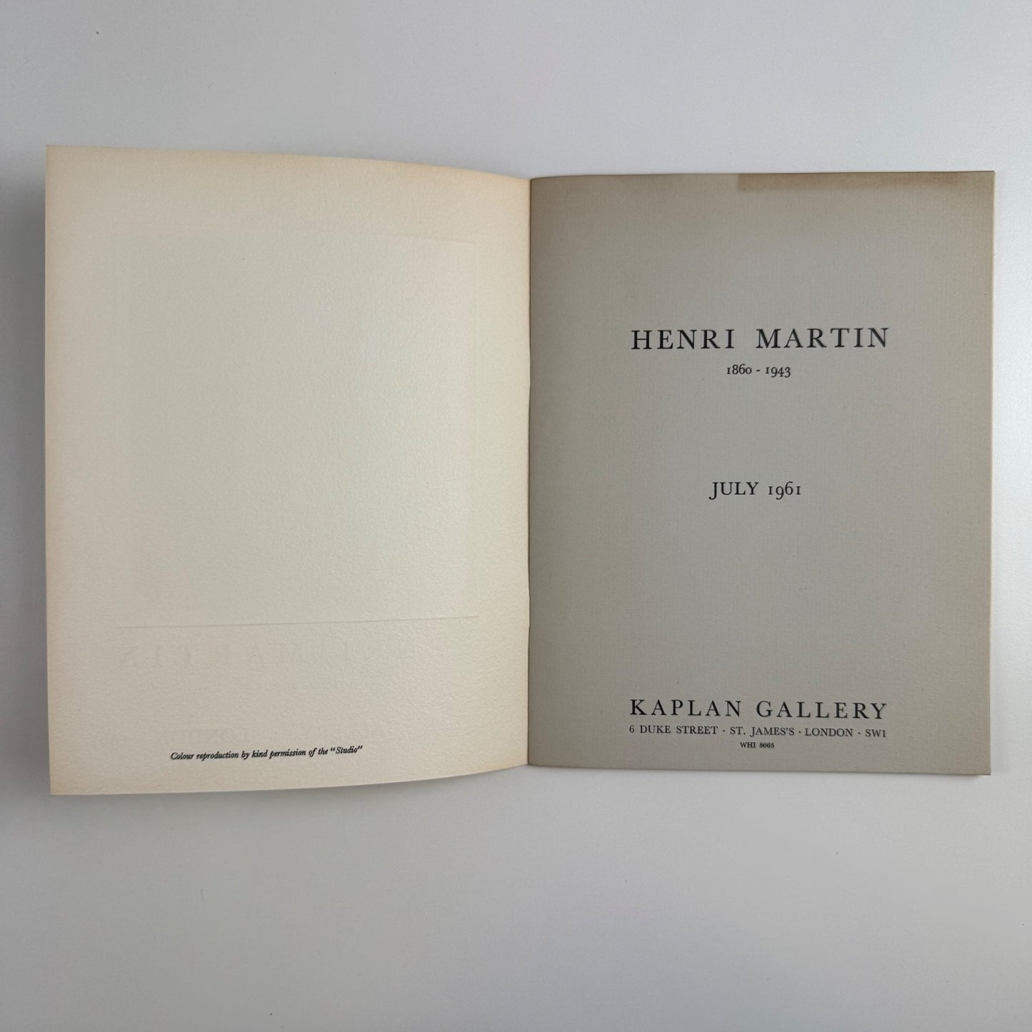 Henri Martin 1860-1943 | Kaplan Gallery, London, July 1961