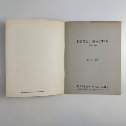 Henri Martin 1860-1943 | Kaplan Gallery, London, July 1961