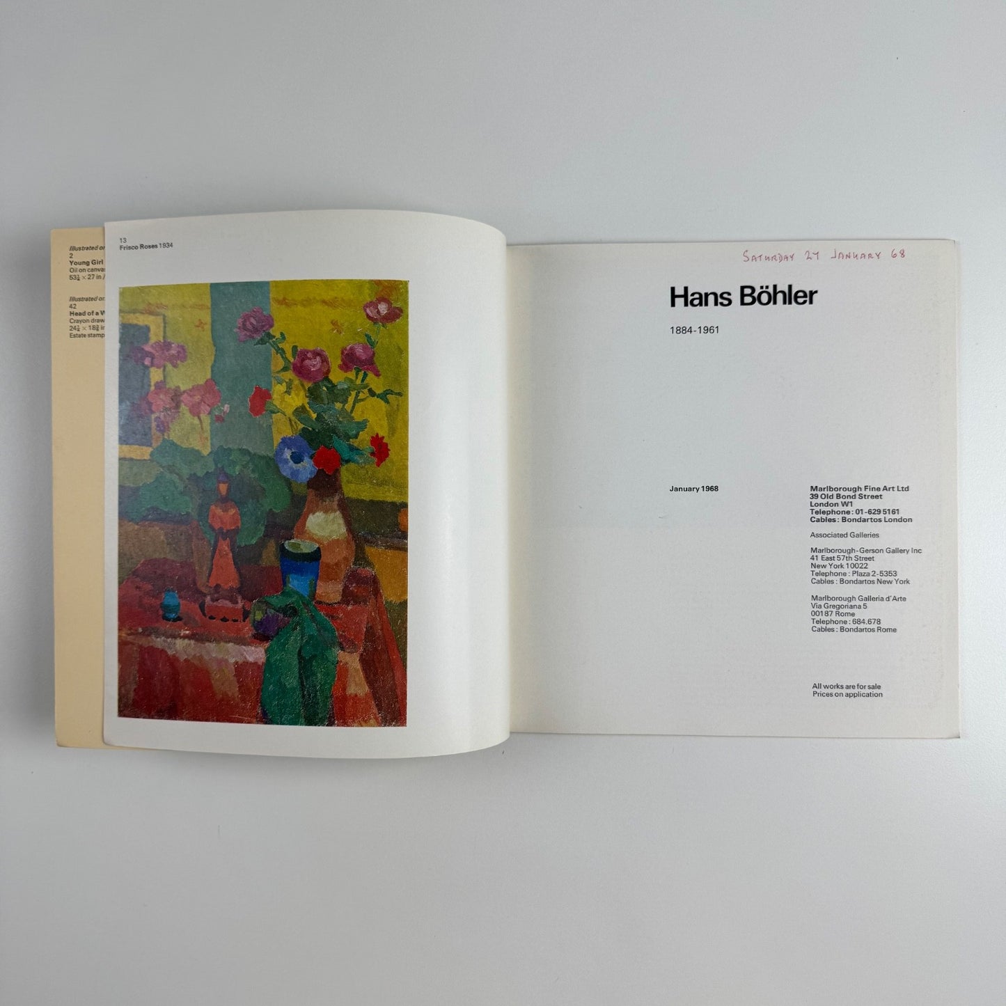Hans Böhler | Marlborough Fine Art, 1968 catalogue design by Gordon House