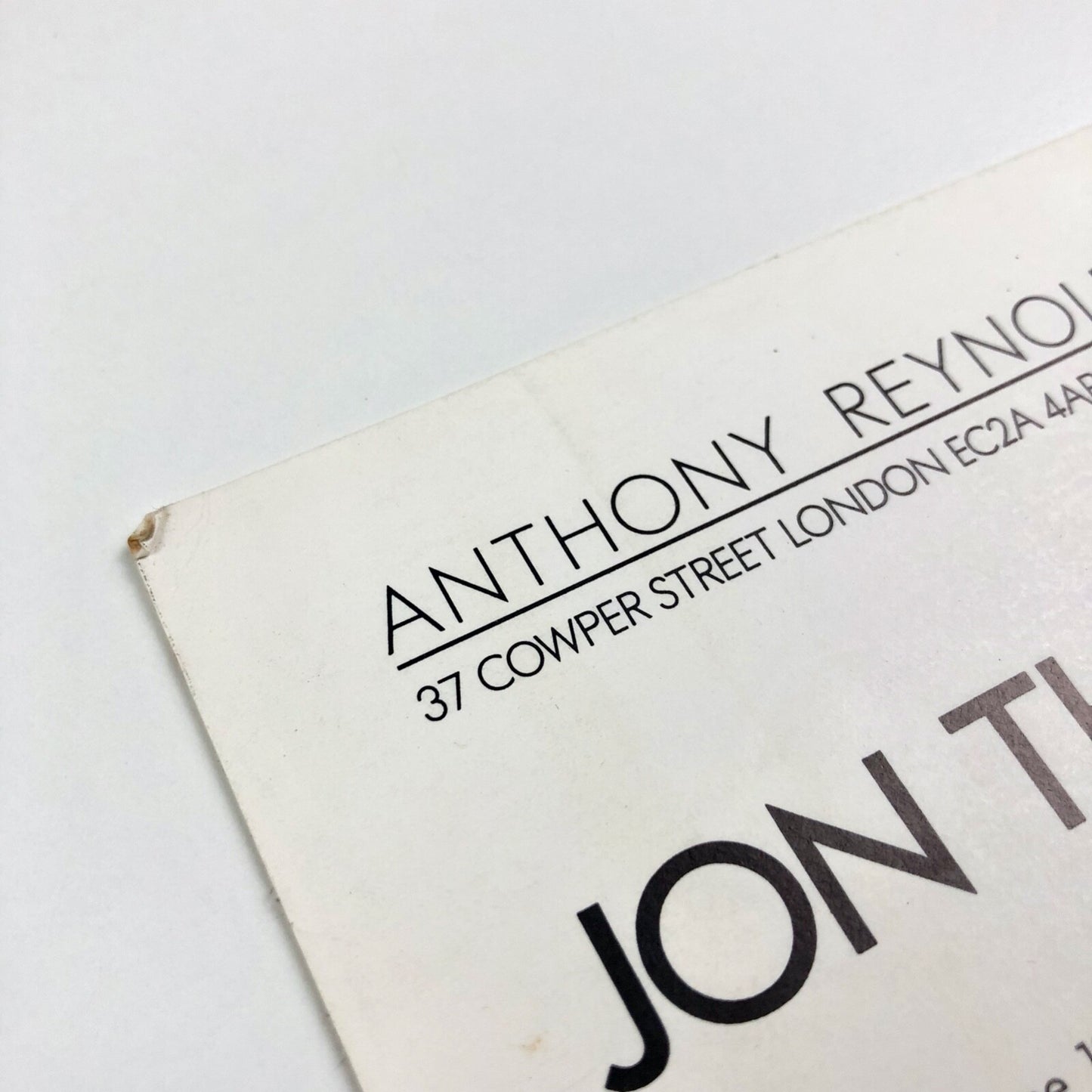 Jon Thompson | Anthony Reynolds Gallery – private view card, 1987