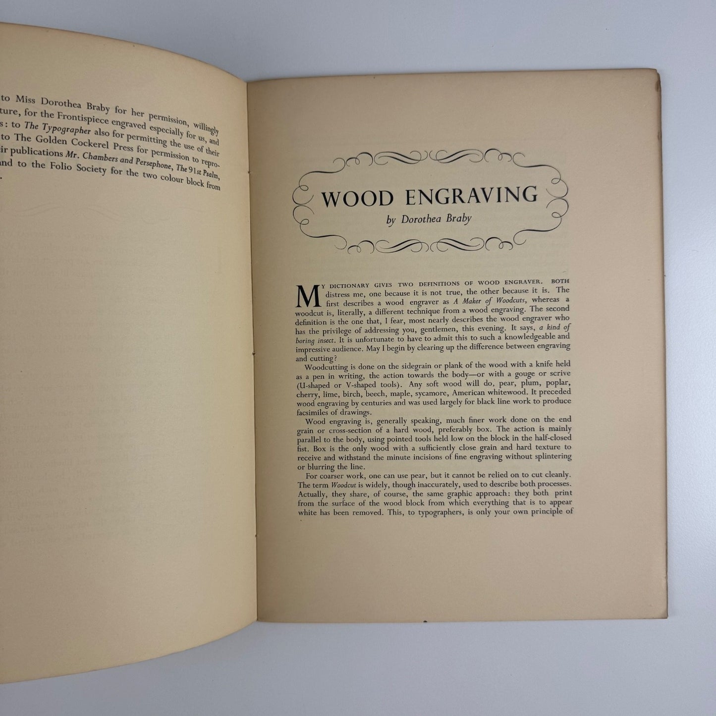Wood Engraving by Dorothea Braby | A Lecture given to the Society of Typographic Designers and reprinted from the Journal of the Society The Typographer | School of Printing, College of Technology, Bristol
