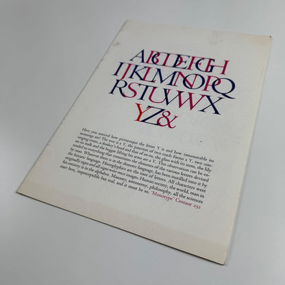 Leaflet Monotype Centaur Victor Hugo Herman Zapf Manuale Typographicum, undated