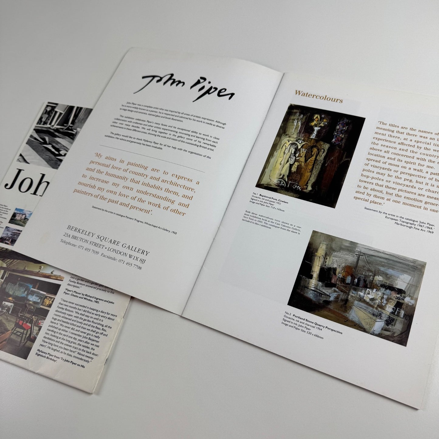 John Piper from his studio | Berkeley Square Gallery, 1994 + poster