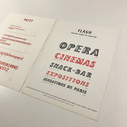 Flash and Psitt – 2 x type specimen sheets | Fonderie Typographique Française