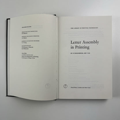 Letter Assembly in Printing by D. Wooldridge | Focal Press, London & New York, 1972
