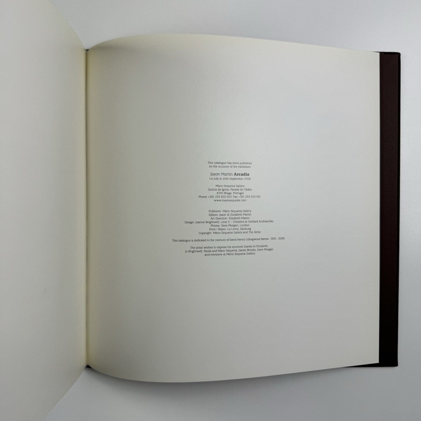 Jason Martin. Arcadia | Mário Sequeira Gallery Portugal | 2006 exhibition catalogue