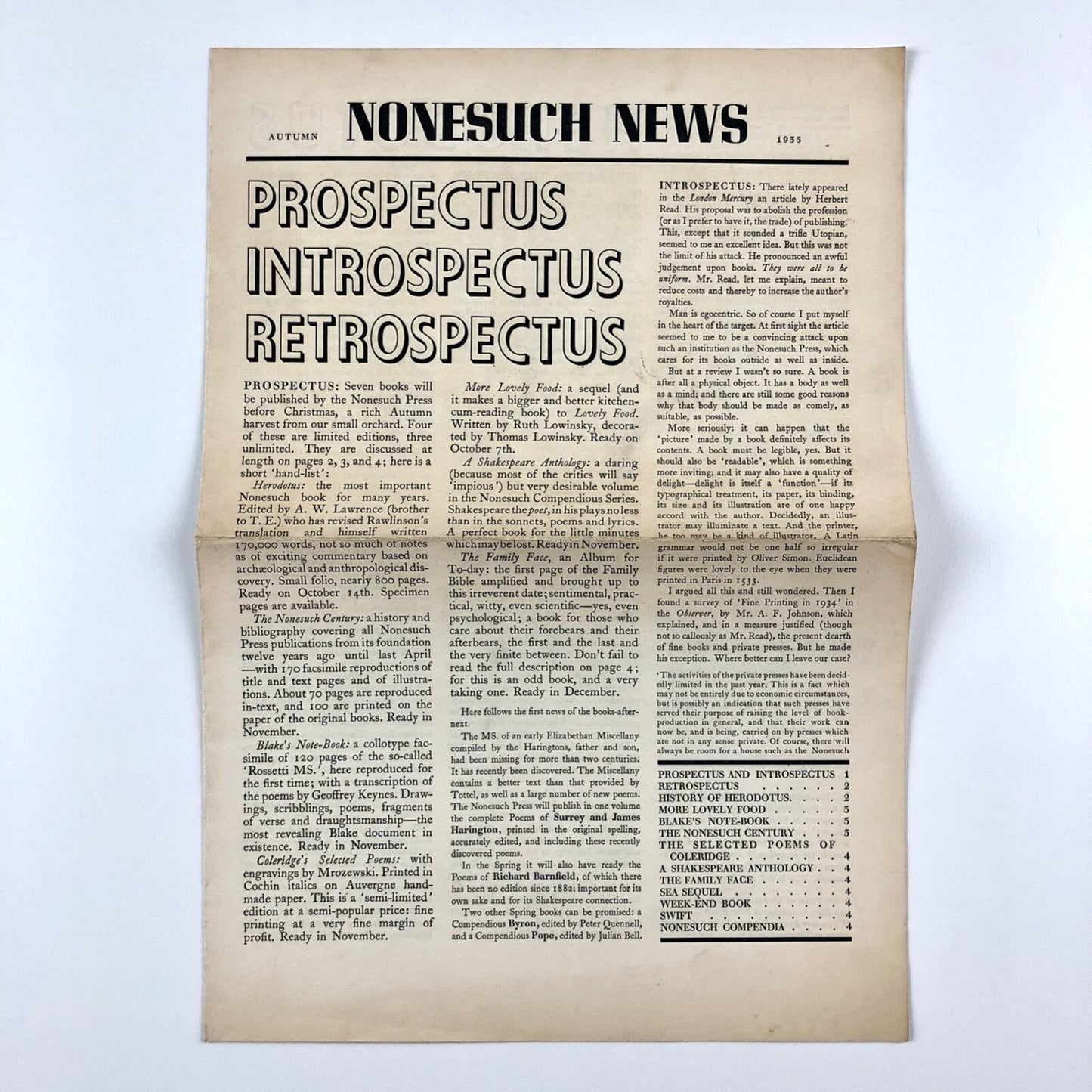 Nonesuch News – Autumn 1955 Nonesuch Press