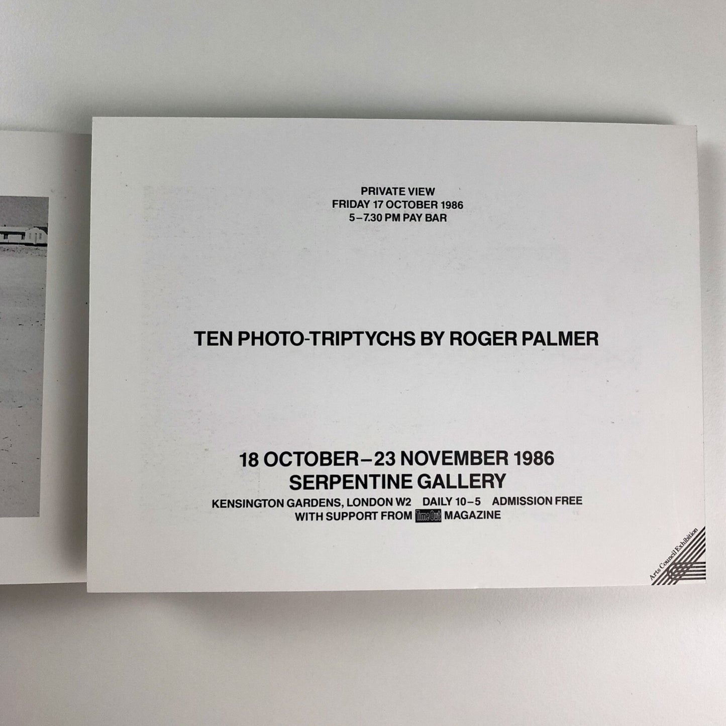 Precious Metals – Ten photo-triptychs by Roger Palmer | Serpentine private view invitation, folded card