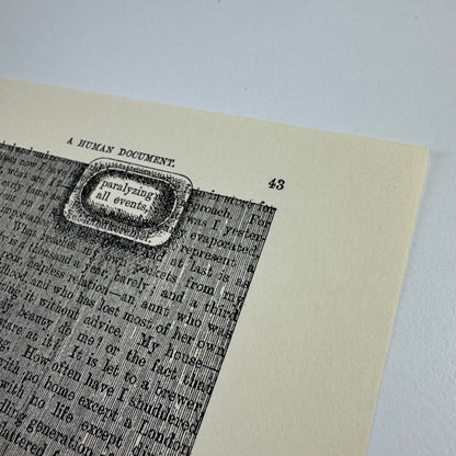 A Humument page 43 'paralyzing all events,' by Tom Phillips | The Tetrad Press, 1970