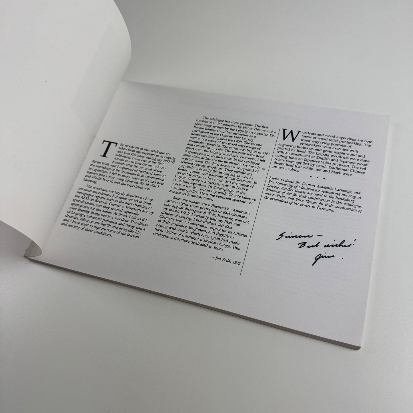Jim Todd. Images from Leipzig 1991-92 touring exhibition 1995 inscribed