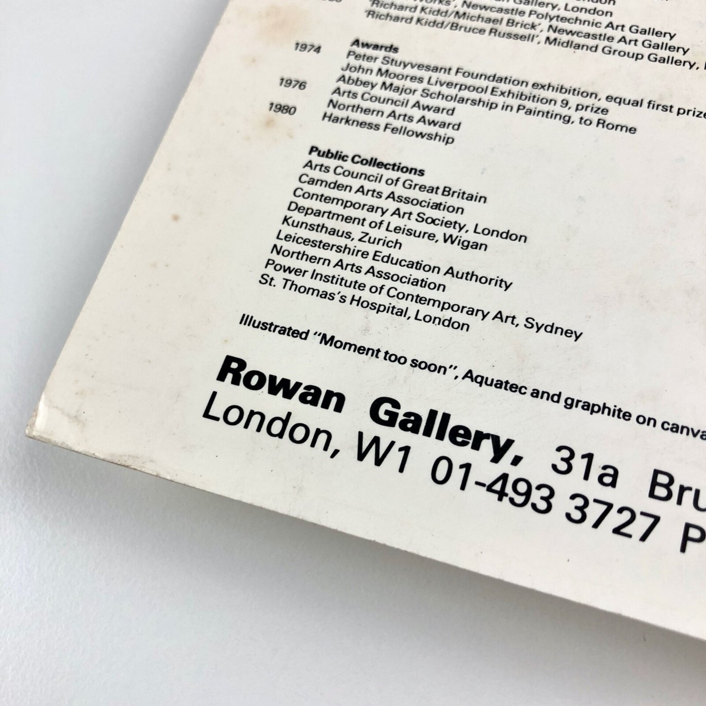 Richard Kidd. Recent Paintings | Promotional card, Rowan Gallery 1980