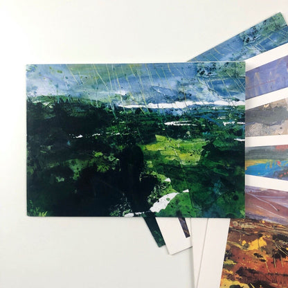 Five blank cards – David Tress paintings, with private view card | West Wales Art Centre