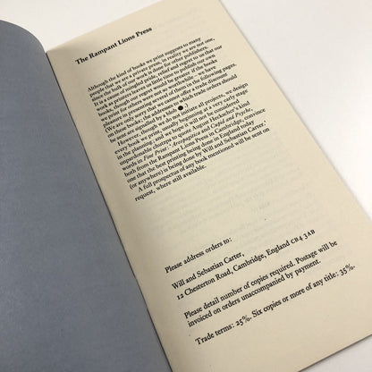 Rampant Lions Press Books designed and printed by Will and Sebastian Carter, 1984