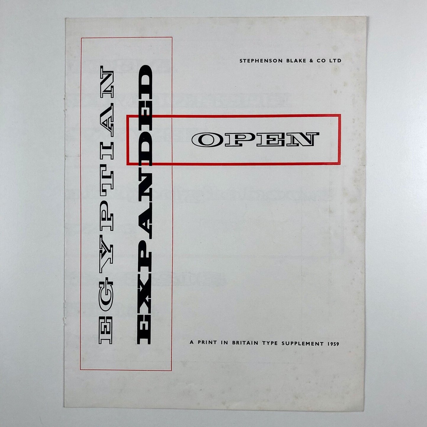 Egyptian Expanded Open | Stephenson Blake type specimen | Print in Britain, 1959