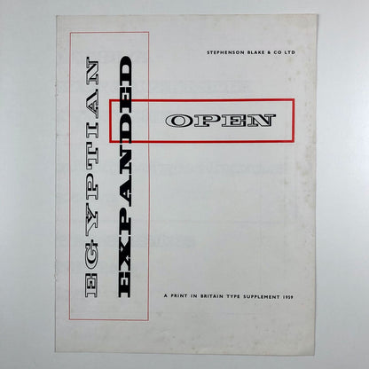 Egyptian Expanded Open | Stephenson Blake type specimen | Print in Britain, 1959