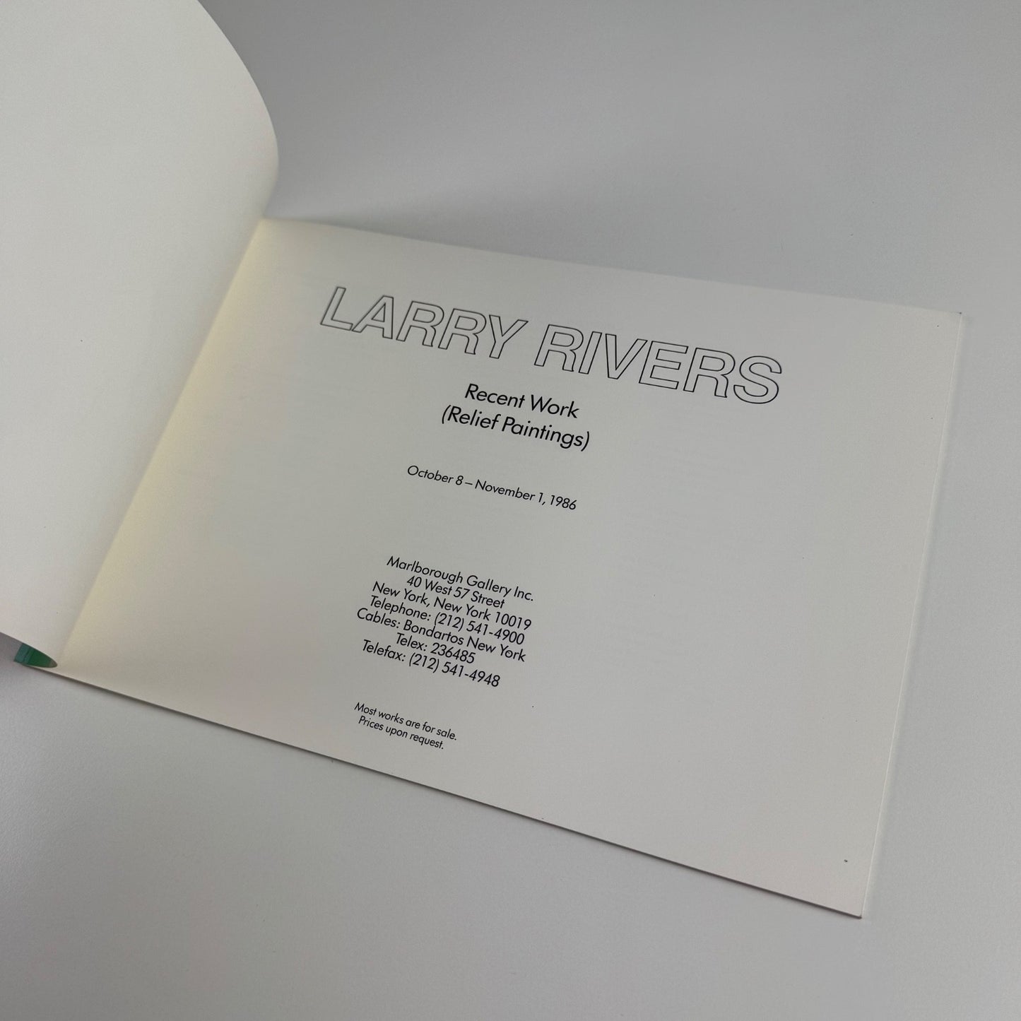 Larry Rivers. Recent Work Relief Paintings | Marlborough New York, Oct/Nov 1986