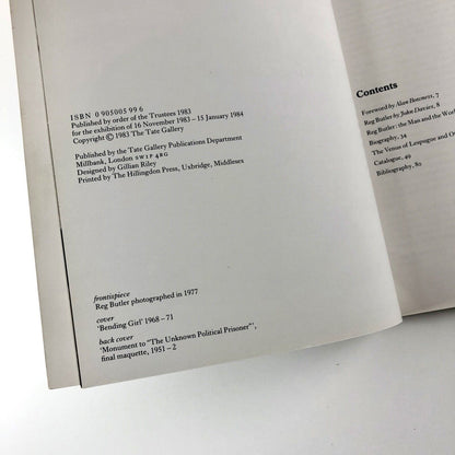 Reg Butler | Tate Gallery exhibition catalogue, 1983