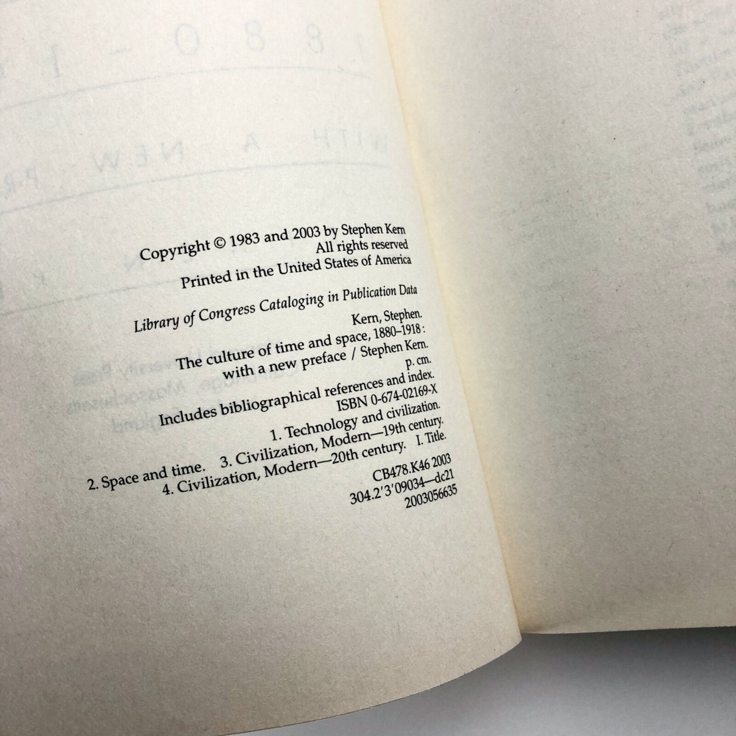 The Culture of Time & Space 1880–1918 by Stephen Kern | Harvard, 2003