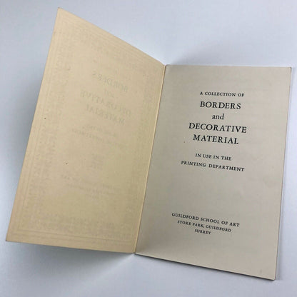 Leaflet A Collection of Borders & Decorative Material in use in the Printing Department Guildford School of Art, undated