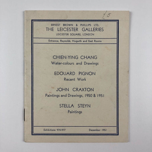 Chien-Ying Chang, Edouard Pignon, John Craxton, Stella Steyn | Leicester Galleries, Ernst Brown & Philips Ltd, December 1951 exhibitions 974-977