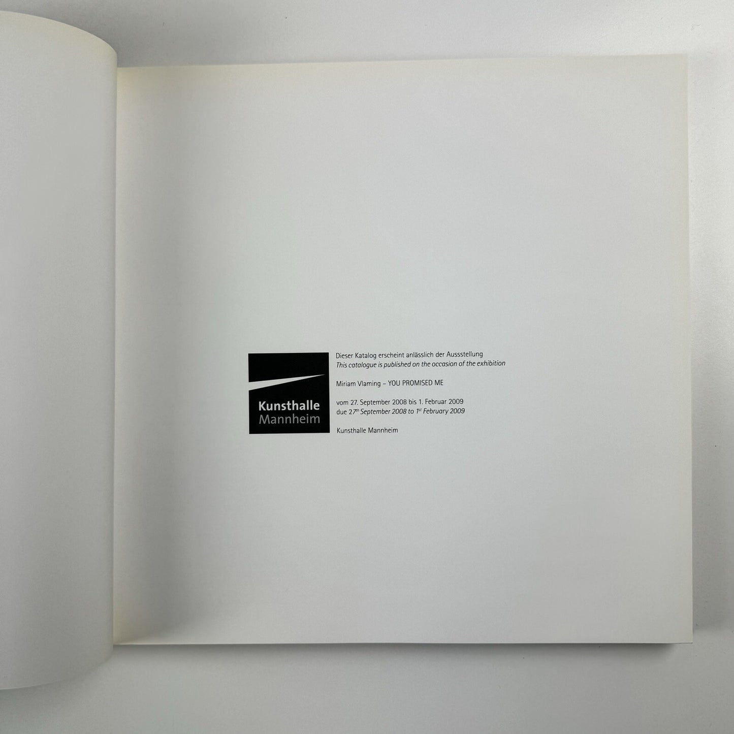 Miriam Vlaming. You promised me | Kunsthalle Mannheim catalogue 2008/9