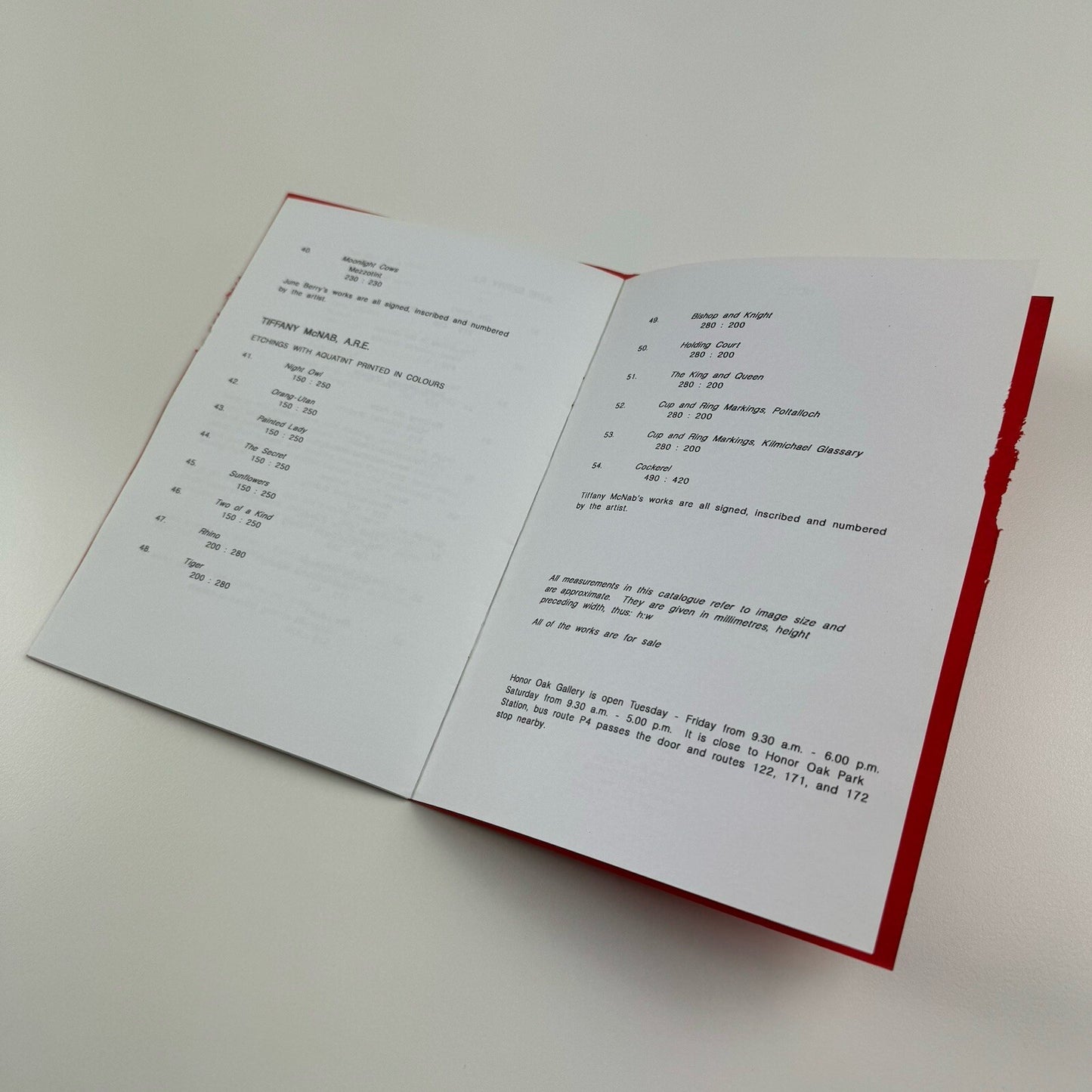 Works on paper by Margarete Berger-Hamerschlag, June Berry, Tiffany McNab | Honor Oak Gallery catalogue, 1996