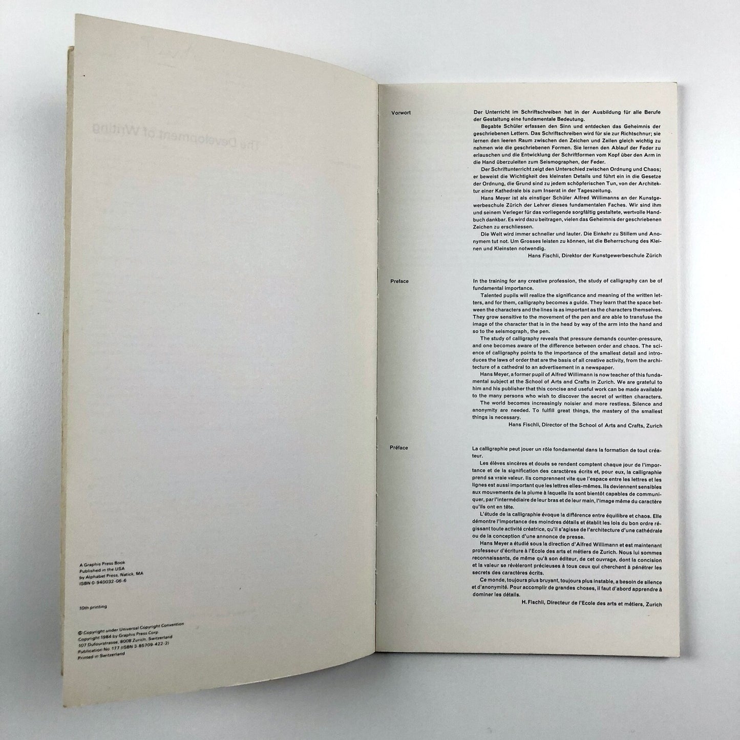 The Development of Writing by Hans Ed. Meyer | Alphabet Press – 10th printing, 1984