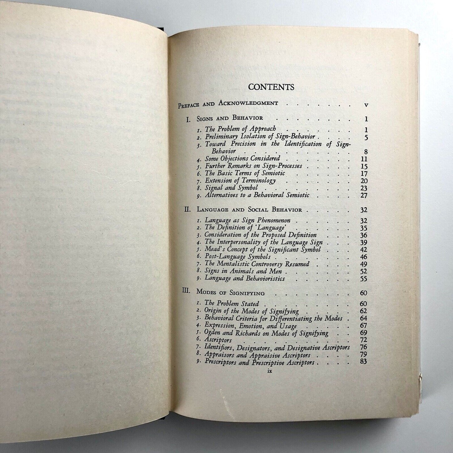 Signs, Language and Behaviour by Charles Morris | 4th printing, Prentice Hall, 1950