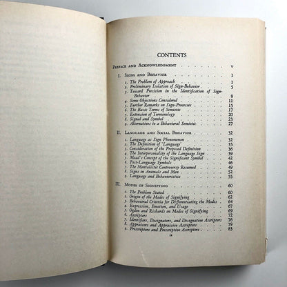 Signs, Language and Behaviour by Charles Morris | 4th printing, Prentice Hall, 1950