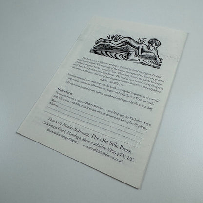 Order form for Before the war Katherine Fryer The Old Stile Press, 2000