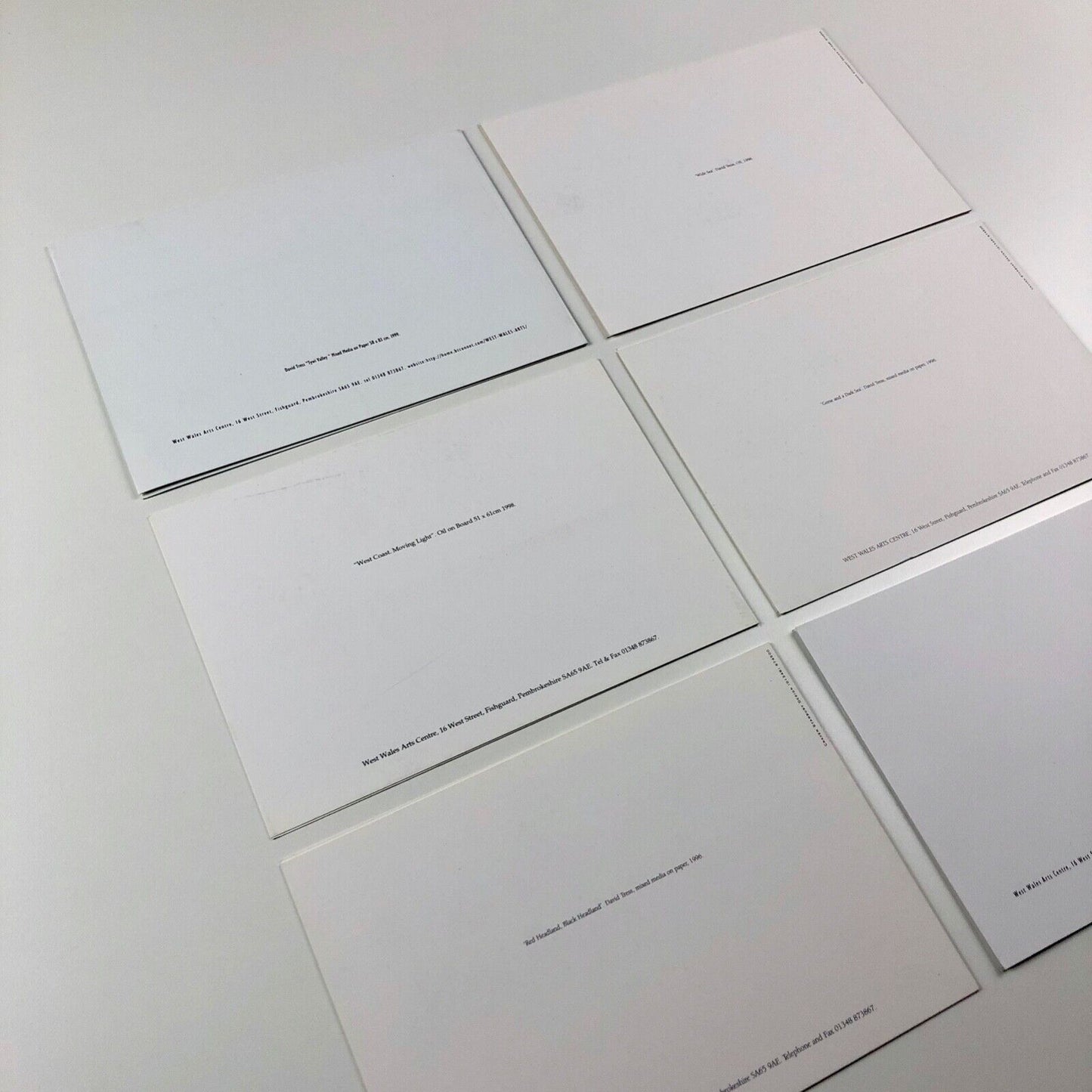 Five blank cards – David Tress paintings, with private view card | West Wales Art Centre