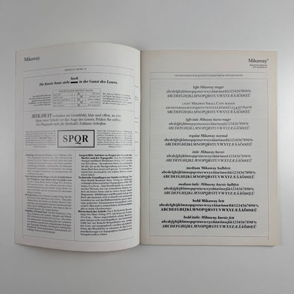 Type specimen booklet for Mikaway | Berthold Types 176, undated