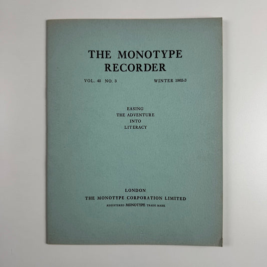 The Monotype Recorder Vol 42 No. 3 Winter 1962-3 Pitman
