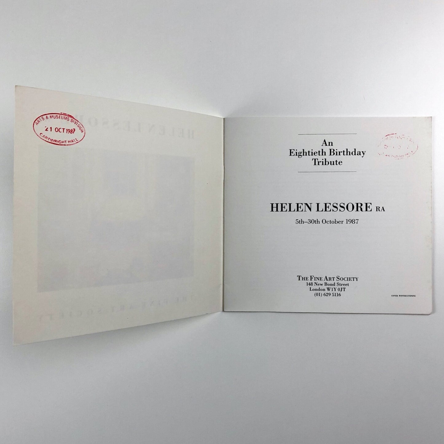 Helen Lessore An Eightieth Birthday Tribute | The Fine Art Society catalogue, 1987