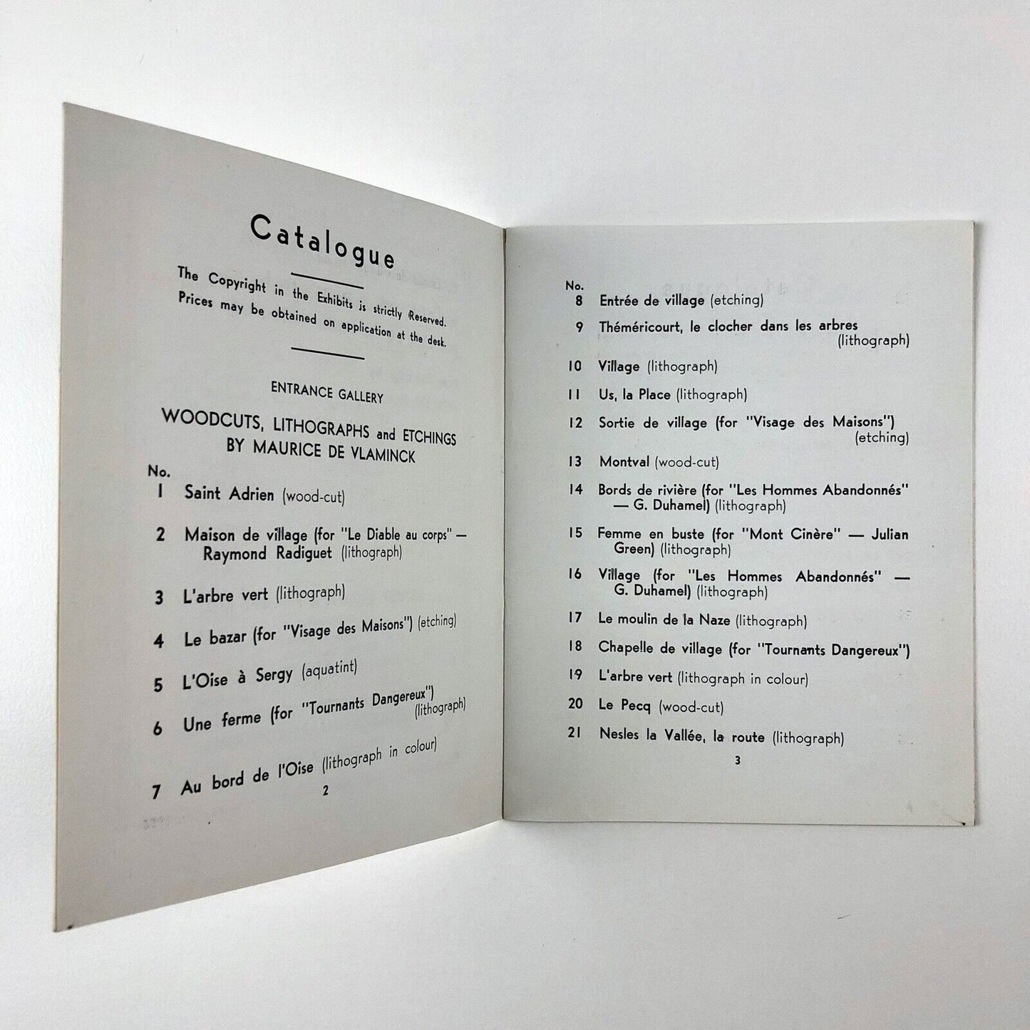 Maurice de Vlaminck Wood-cuts, Lithographs and Etchings | Merlyn Evans New Paintings | Ernest Brown & Phillips, The Leicester Galleries November 1958