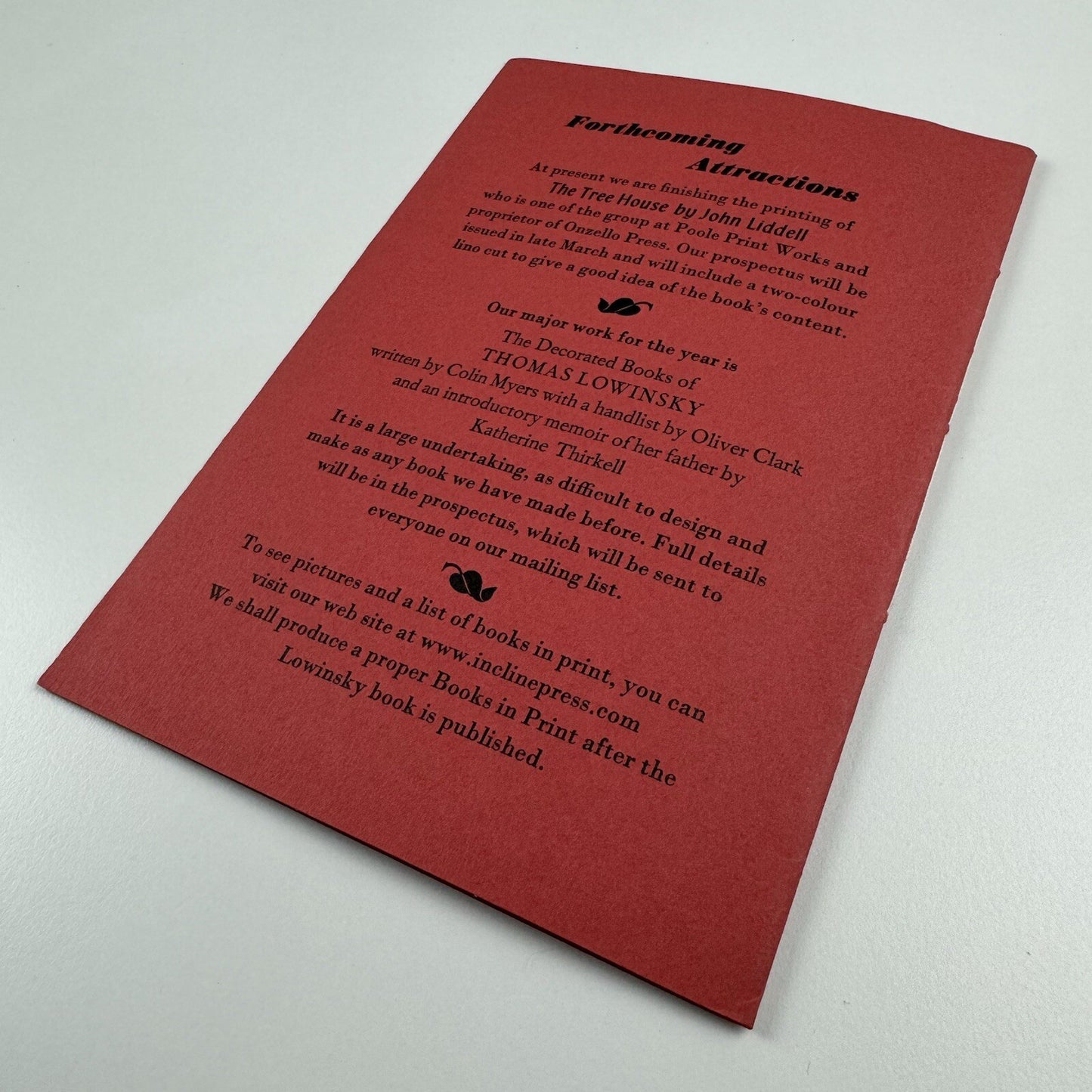 Three For Two Thousand & One | Incline Press booklet, 2001