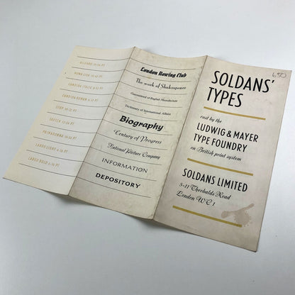 Soldans' Types specimen leaflet – Ludwig & Mayer Type Foundry | Soldans Limited