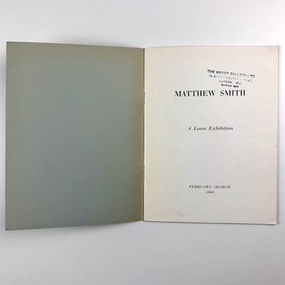Homage to Matthew Smith | Arthur Tooth catalogue, Mayor Gallery 1960