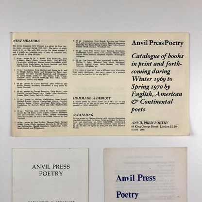 Three Anvil Press Poetry leaflets – 1967-1982