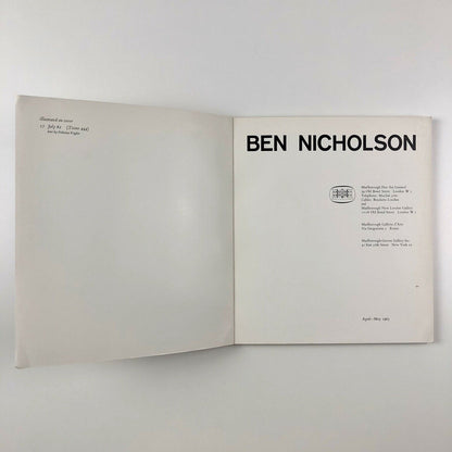 Ben Nicholson exhibition catalogue | Marlborough Fine Art, 1963