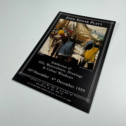 Folding card for John Edgar Platt. Exhibition of oils, watercolours, drawings & colour woodcuts held at 20th century Gallery, London, 1999